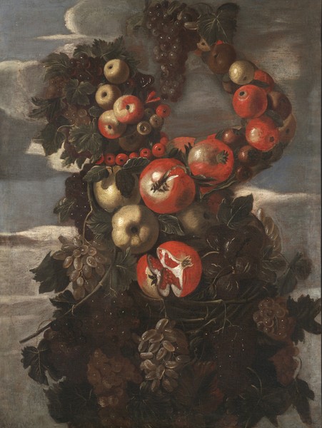 Giuseppe Arcimboldo, Summer, c.1580-1600 (oil on canvas) (Wunschgröße, Büste, Obst, Blätter, Wein, Jahreszeit, Sommer, Personifizierung, bizarr, Manierismus, Allegorie, Figurativ, Klassiker, Wohnzimmer, Esszimmer, bunt)