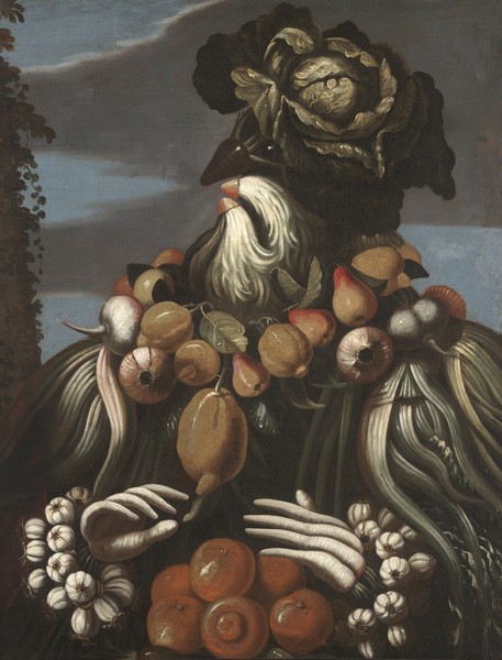 Giuseppe Arcimboldo, Winter, c.1580-1600 (oil on canvas) (Wunschgröße, Büste, pflanzlich, Winter, Obst, Gemüse,  Jahreszeit, Personifizierung, bizarr, Manierismus, Allegorie, Figurativ, Klassiker, Wohnzimmer, Esszimmer, bunt)