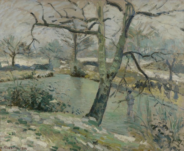Camille Pissarro, The Pond at Montfoucault, Effect of Winter, 1874 (oil on canvas)
