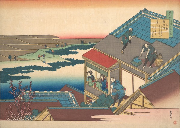 Katsushika Hokusai, Poem by Ise, from the series One Hundred Poems Explained by the Nurse (Hyakunin isshu uba ga etoki), c.1835 (colour woodblock print)