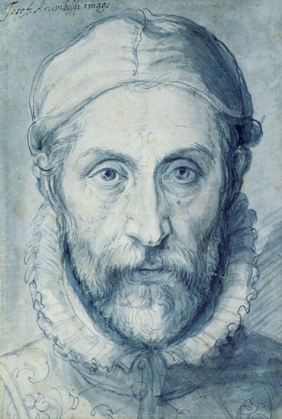 Giuseppe Arcimboldo, Selfportrait, 1570-79 (pen, brush and blue watercolor) (Wunschgröße, Portrait, Selbstportrait, Gesicht, nachdenklich, melancholisch, Zeichnung,  Klassiker, Wohnzimmer, Bibliothek, bunt)