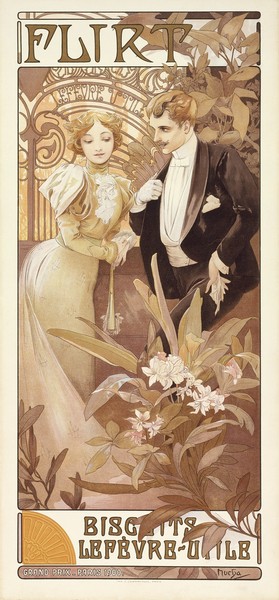 Alfons Maria Mucha, Flirt, c.1895-1900 (colour litho)