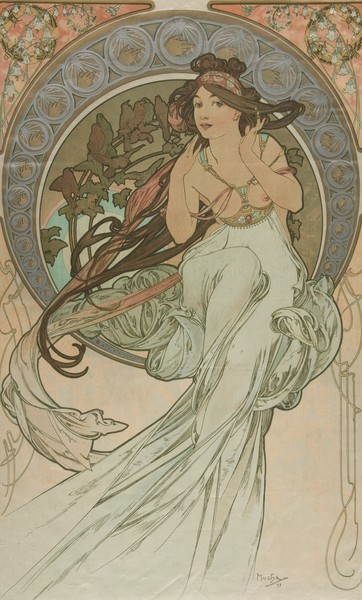 Alfons Maria Mucha, Music from The Arts, 1898 (colour litho on silk)