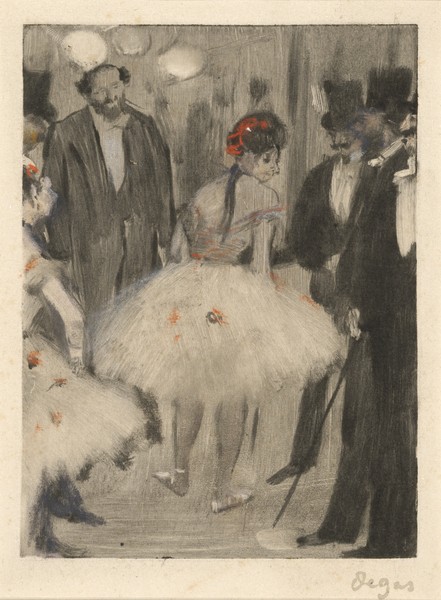 Edgar Degas, Virginie being Admired while the Marquis Cavalcanti Looks On, c.1880-83 (monotype touched with pastel on wove paper)