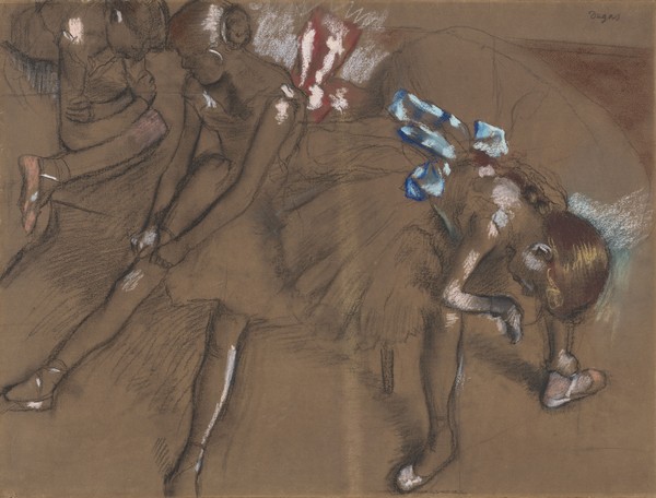 Edgar Degas, Three Dancers Resting, c.1880 (black chalk and pastel on tan wove paper)