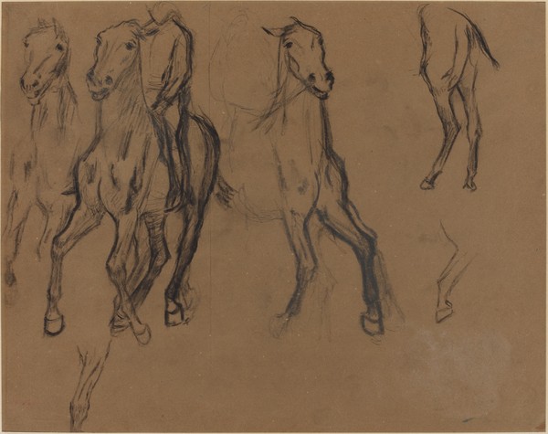 Edgar Degas, Study of Horses, c.1886 (charcoal and graphite on brown paper)