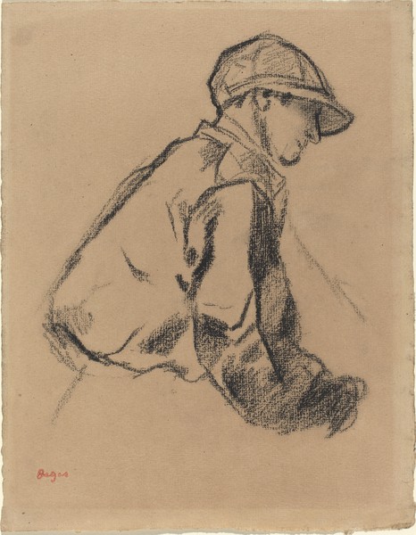 Edgar Degas, Study of a Jockey, c.1884 (charcoal on brown paper)