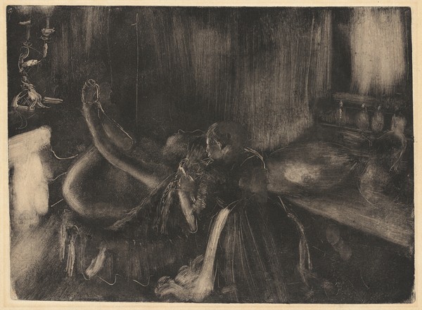 Edgar Degas, Woman by a Fireplace, 1880-90 (monotype on heavy laid paper)
