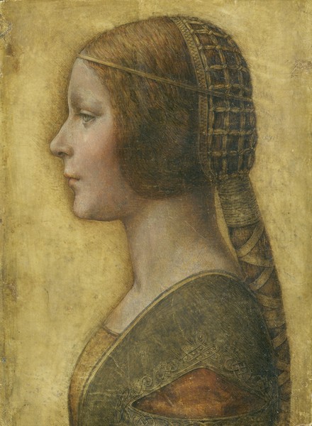 Leonardo da Vinci, Profile of a Young Fiancee (Chalk, pen, ink and wash tint on vellum)