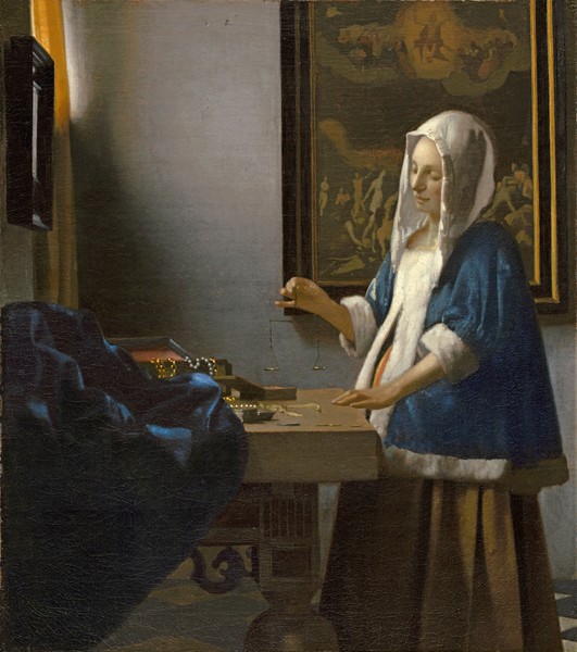 Jan Vermeer, Woman Holding a Balance, c.1664 (oil on canvas)