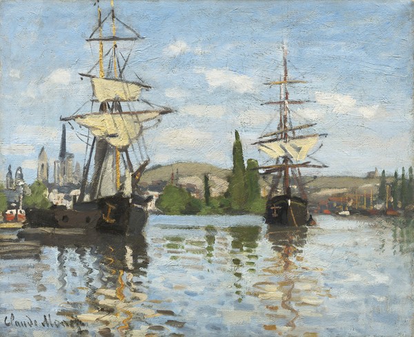 Claude Monet, Ships Riding on the Seine at Rouen, 1872- 73 (oil on canvas)