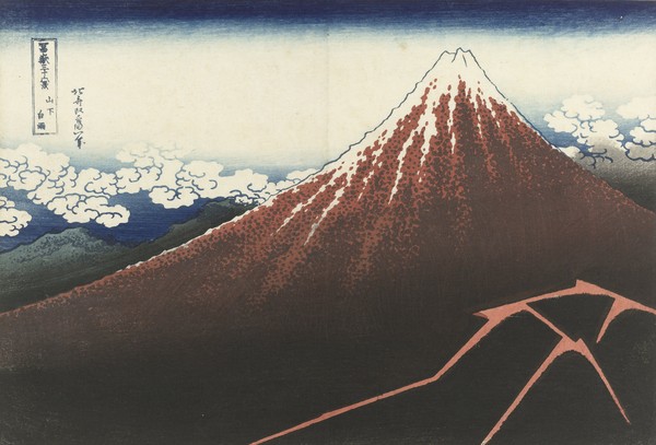 Katsushika Hokusai, A Thunderstorm Below The Summit, c.1830 (woodblock print)