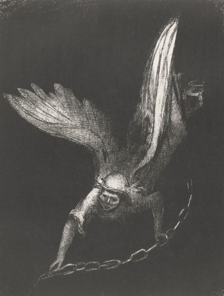 Odilon Redon, An Angel with a Chain in his hands, 1899 (print)