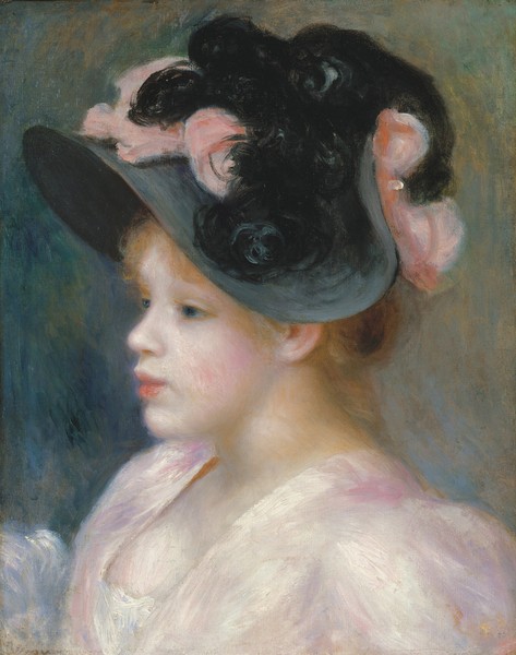Pierre-Auguste Renoir, Young Girl in a Pink-and-Black Hat, c.1891 (oil on canvas)