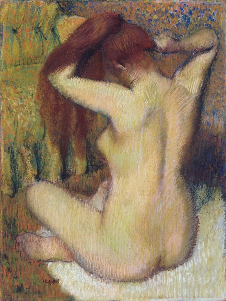 Edgar Degas, Woman Combing Her Hair, c.1888-90 (pastel on light green wove paper attached to mount)