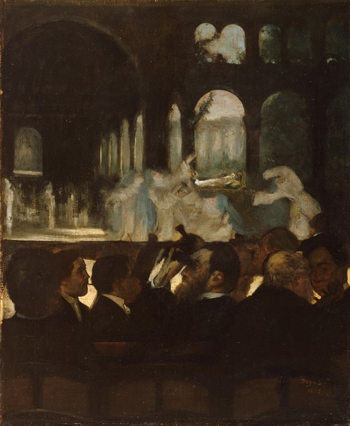 Edgar Degas, The Ballet from ""Robert le Diable"", 1871 (oil on canvas)"" (Ballett, Performance, Aufführung, Zuschauer, Tutu, Tüll, Impressionismus, Klassiker, Treppenhaus, Wohnzimmer, Schlafzimmer, bunt)