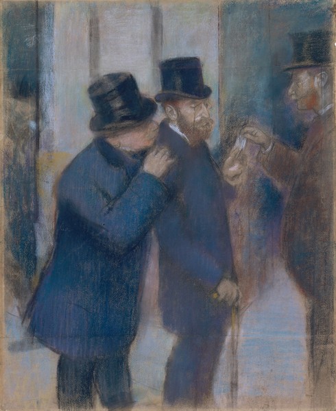 Edgar Degas, Portraits at the Stock Exchange, c.1878-79 (pastel on paper, pieced, and laid down on canvas)