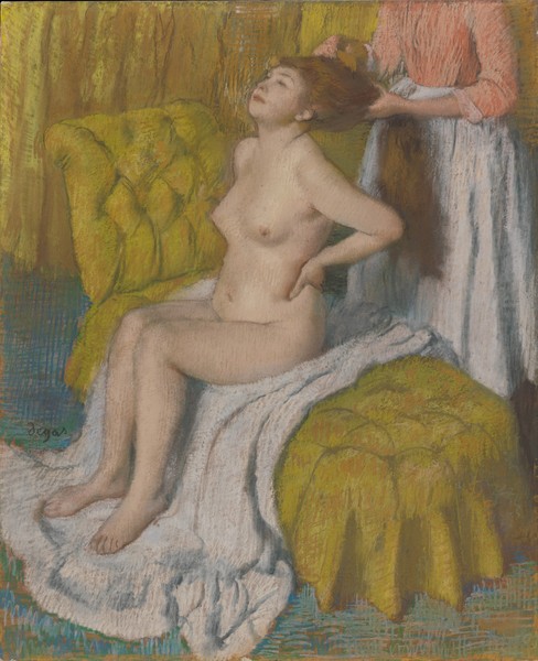 Edgar Degas, Woman Having Her Hair Combed, c.1886-88 (pastel on light green wove paper attached to pulpboard mount)