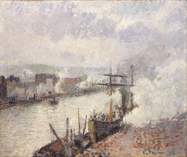 Camille Pissarro, Steamboats in the Port of Rouen, 1896 (oil on canvas)