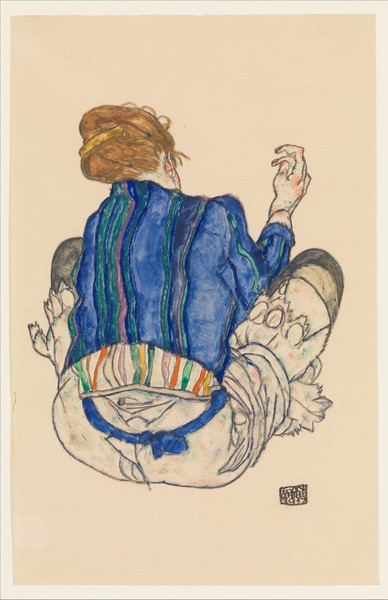 Egon Schiele, Seated Woman, Back View, 1917 (w/c, gouache, and graphite on paper)
