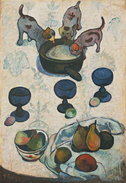 Paul Gauguin, Still Life with Three Puppies, 1888 (oil on panel)