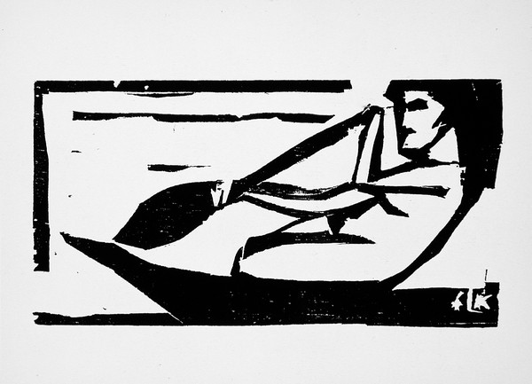 Ernst Ludwig Kirchner, Samoan woman rowing, 1910 (woodcut)