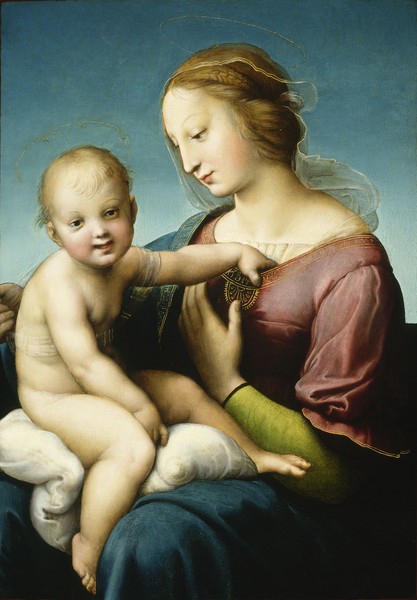 Raphael, Niccolini-Cowper Madonna, 1508 (oil on panel) (Madonna, Maria, Kind, Mutterliebe, Jesus, Religion, christlich, Renaissance, Malerei, Klassiker, Wunschgröße, Wohnzimmer, Schlafzimmer, bunt)