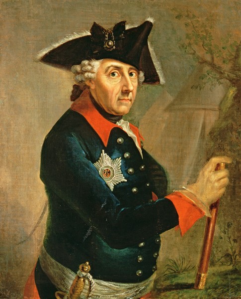 Anton Graff, Frederick II the Great of Prussia, 1764 (oil on canvas) (Klassiker, Klassizismus, Malerei, Persönlichkeiten, Portrait, König, REgent, Uniform, Friedrich II, Preußen, Wohnzimmer, Treppenhaus, Wunschgröße, bunt)