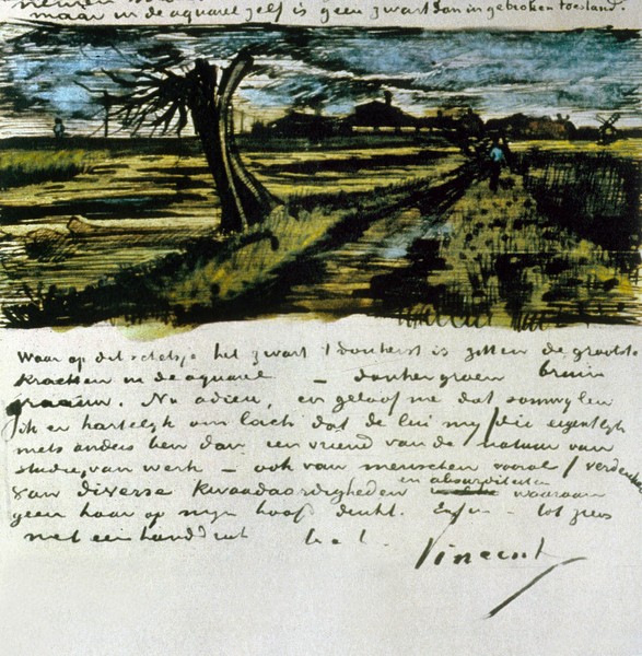 Vincent van Gogh, Letter 252 from Vincent van Gogh to Theo van Gogh: Pollard Willow, c.1st August 1882 (pen & ink and w/c on paper)