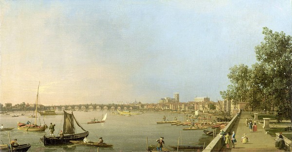 Canaletto, The Thames from the Terrace of Somerset House, looking upstream Towards Westminster and Whitehall, c.1750 (oil on canvas)