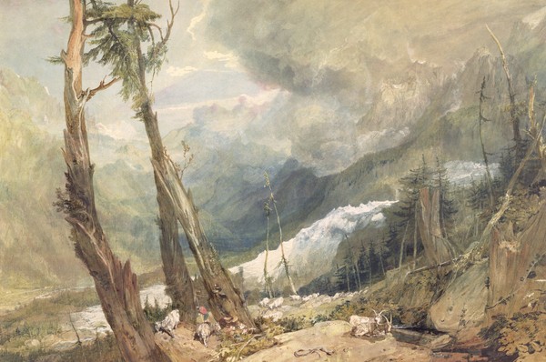 Joseph Mallord William Turner, Mere de Glace, in the Valley of Chamouni, Switzerland, 1803 (w/c and graphite with gum on wove paper)