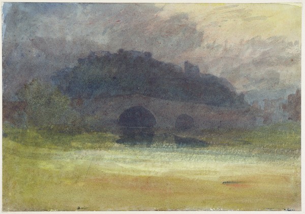 Joseph Mallord William Turner, Evening Landscape with Castle and Bridge in Yorkshire, c.1798-99 (w/c on wove paper)