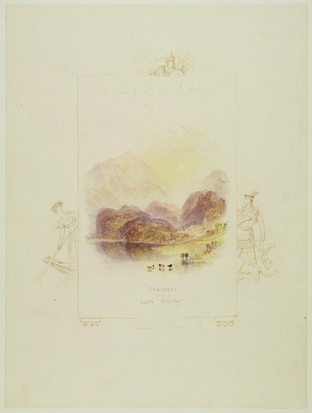 Joseph Mallord William Turner, Design for an illustration for Walter Scott's 'Lady of the Lake', Loch Achray (pencil, pen & ink and w/c on paper)