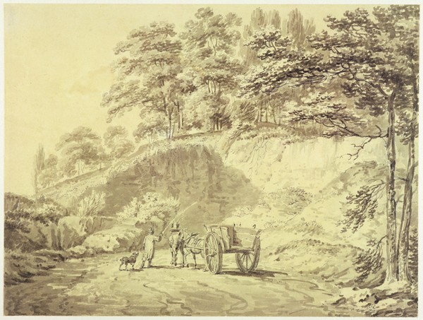 Joseph Mallord William Turner, Man with Horse and Cart Entering a Quarry, c.1797 (graphite & grey wash on paper)