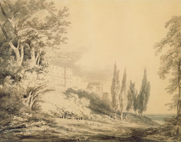 Joseph Mallord William Turner, Villa d'Este, c.1796 (blue & grey wash over graphite on paper)