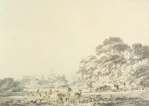 Joseph Mallord William Turner, Windsor Castle and Park with Deer (w/c over pencil on paper)
