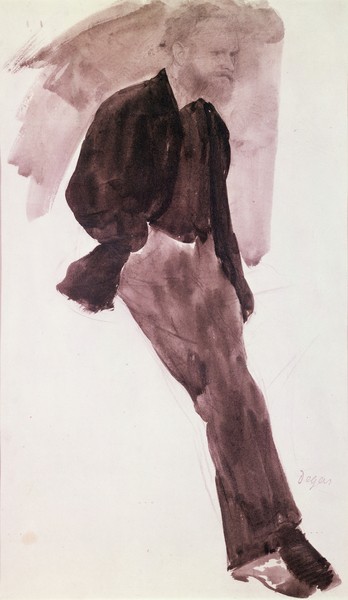 Edgar Degas, Portrait of Manet (grey wash on paper)