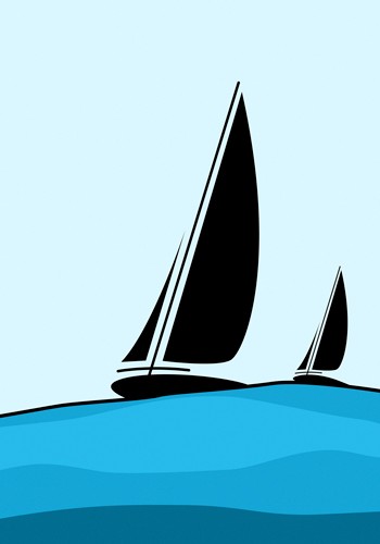 Ayse, Sailing (Segeln, Sgelboot, Meer, Grafik, Pop Art, Plakativ, Wunschgröße, Treppenhaus, Wohnzimmer, bunt)