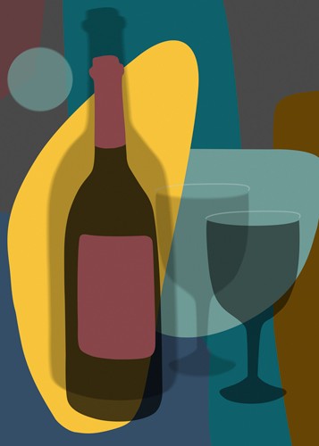 Ayse, Five O´Clock (Wein, Weingläser, Retro, Ornamente, Bistro, Gastronomie, Retro, Esszimmer, Küche, Grafik,  Wunschgröße)