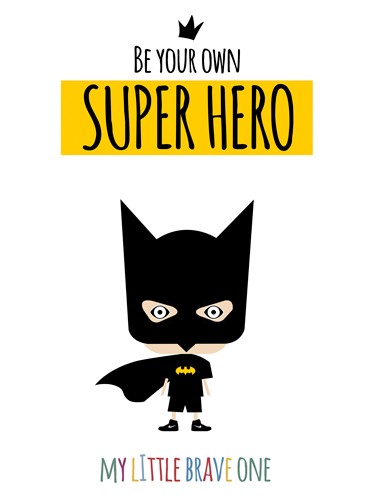 Ayse, Superhero One (Superheld, Held, Batman, Inspiration, Motivation, naiv, Comic, Grafik, Wunschgröße, Kinderzimmer, bunt)