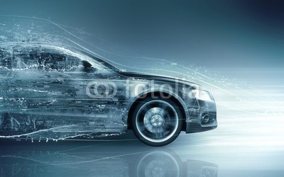 adimas, car abstract concept (Wunschgröße, Fotografie, Fotokunst, Auto, Abstrakt, Konstruktion, Spiegelung, Büro, Autohaus, grau / blau)