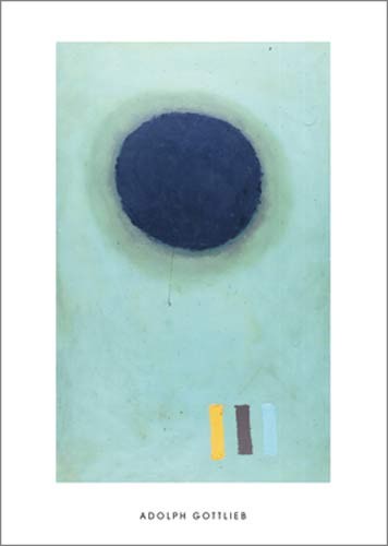 Adolph Gottlieb, Vert, 1964 (Büttenpapier) (Abstrakt,Modern, abstrakter Expressionismus,Burst Painting, Formen, Kreis, Rechteck, blau)
