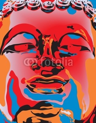 Adrian Hillman, Popart Buddha (Wunschgröße, Fotokunst, Pop Art, Gottheit, Buddha, Glanz, Wohnzimmer, Jugendzimmer, bunt)