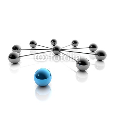 ag visuell, 3D Grafik / 3D Illustration: Network und Social Media (web, network, vernetzung, geschosse, ball, ball, individuell, individualität, anders sein, anders, individuell, einzigartig, vip, einsamkeit, abgeschiedenheit, gegenüberstellung, kontrast, originell, kontrast, ideen, abstrakt, kreativität, erfol)