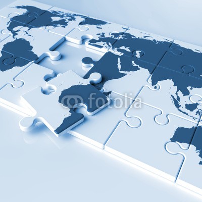 ag visuell, Puzzle mit Weltkarte (rätseln, welt, weltkarte, welt, karte, global, kommunikation, international, global, netz, web, business, karte, stück, partikel, connection, logistik, bar, policy, symbol, abstrakt, spiel, spielen, strategie, abtrennung, erfolg, blühend, connectio)