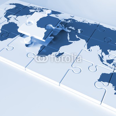 ag visuell, Puzzle mit Weltkarte (rätseln, welt, weltkarte, welt, karte, global, kommunikation, international, global, netz, web, business, karte, stück, partikel, connection, logistik, bar, policy, symbol, abstrakt, spiel, spielen, strategie, abtrennung, erfolg, blühend, connectio)