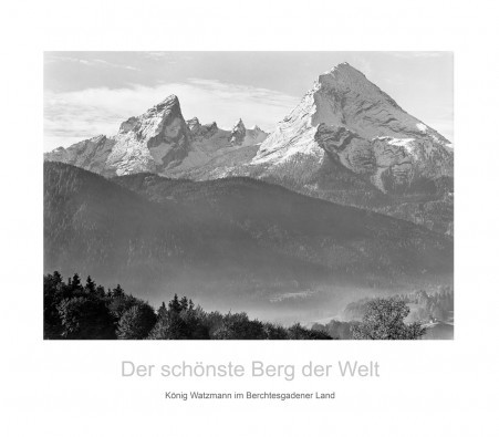 Anton Hafner, König Watzmann (Fotografie, Photographie, Landschaftsfotografie, Gebirge, Alpen, Berg, Felsen,Schnee, Panorama, Nostalgie, Wohnzimmer, Treppenhaus, Wunschgröße, schwarz/weiß)