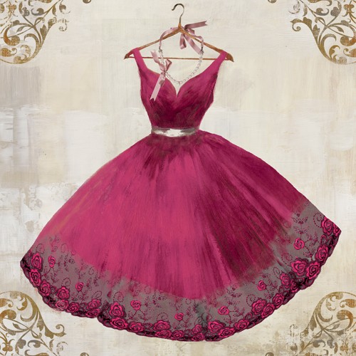 Aimee Wilson, Magnificent (Kleid, Abendkleid, Ballkleid, Glamour, Mode, Eleganz, Ornamente, Bordüre, Wunschgröße, Malerei, Ankleidezimmer, Schlafzimmer, Boutique, pink)