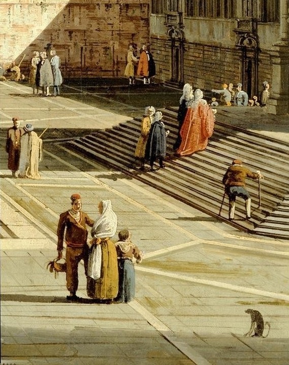 Giovanni Antonio Canaletto, Mündung des Canal Grande und Kirche Santa Maria della Salute (Malerei, Venedig, Städte, Treppe, Kirche, Menschen, Alltagsszene, Italien, Klassiker, Wohnzimmer, Wunschgröße, bunt)