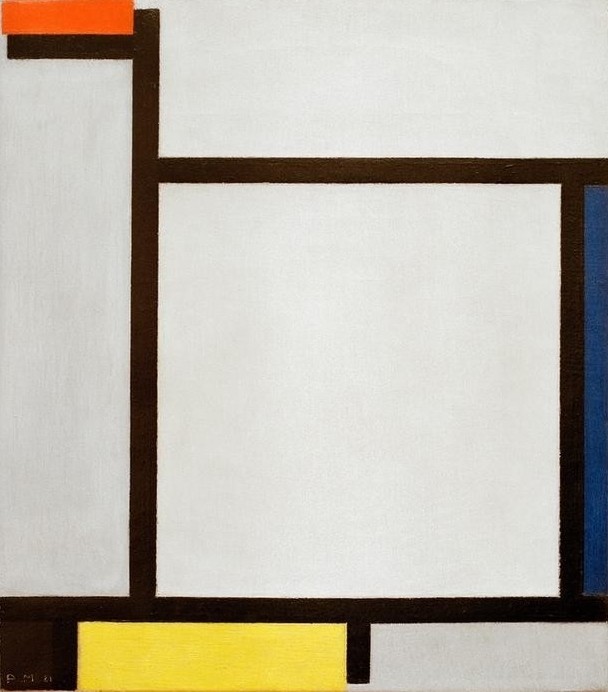 Piet Mondrian, Komposition mit Rot, Blau, Schwarz, Gelb und Grau (Geometrie,Abstrakte Kunst,Niederländische Kunst,Blau,Schwarz,Rot,Viereck,Rechteck,Gelb,Grau,Neo-Plastizismus,Farbe)